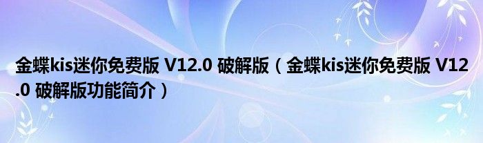 金蝶kis迷你免费版 V12.0 破解版【金蝶kis迷你免费版 V12.0 破解版功能简介】