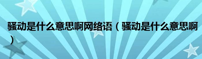 骚动是什么意思啊网络语【骚动是什么意思啊】