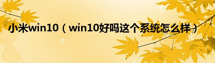 小米win10【win10好吗这个系统怎么样】