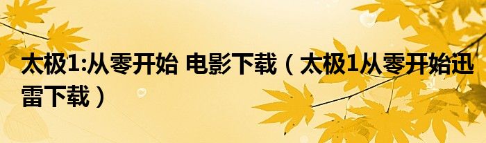 太极1:从零开始 电影下载【太极1从零开始迅雷下载】