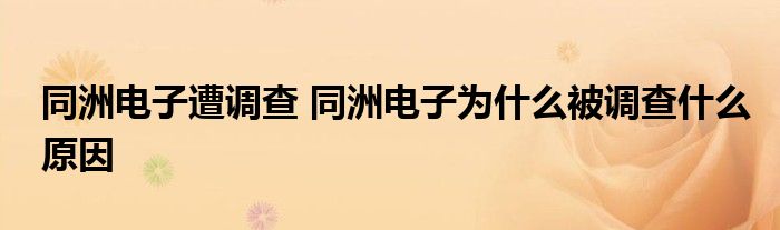 同洲电子遭调查 同洲电子为什么被调查什么原因