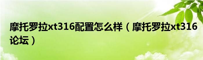 摩托罗拉xt316配置怎么样【摩托罗拉xt316论坛】