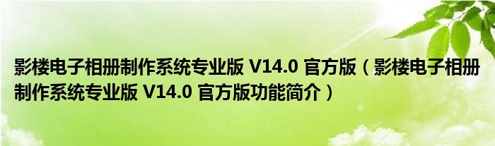 影楼电子相册制作系统专业版 V14.0 官方版【影楼电子相册制作系统专业版 V14.0 官方版功能简介】