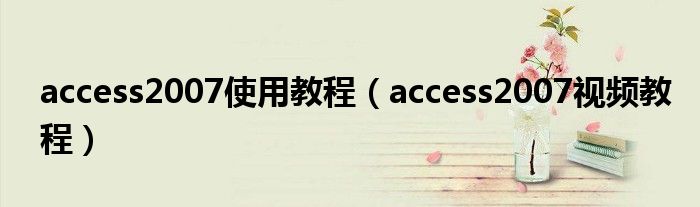 access2007使用教程【access2007视频教程】