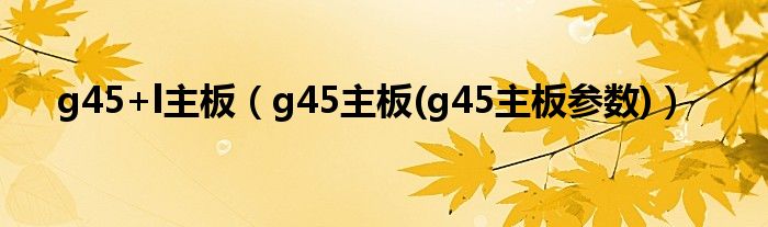 g45+l主板【g45主板(g45主板参数)】