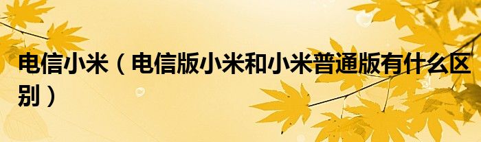 电信小米【电信版小米和小米普通版有什么区别】