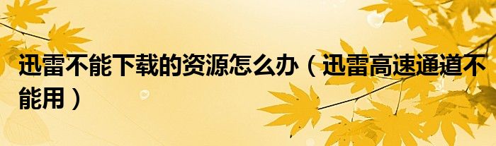 迅雷不能下载的资源怎么办【迅雷高速通道不能用】