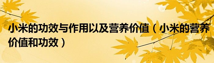 小米的功效与作用以及营养价值【小米的营养价值和功效】