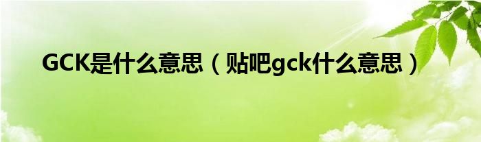 GCK是什么意思【贴吧gck什么意思】