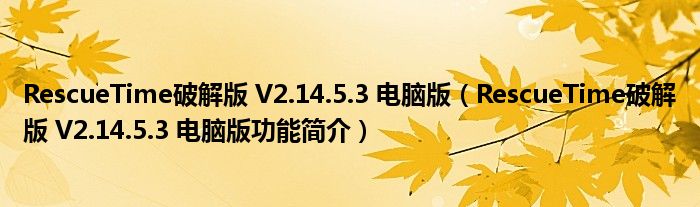 RescueTime破解版 V2.14.5.3 电脑版【RescueTime破解版 V2.14.5.3 电脑版功能简介】