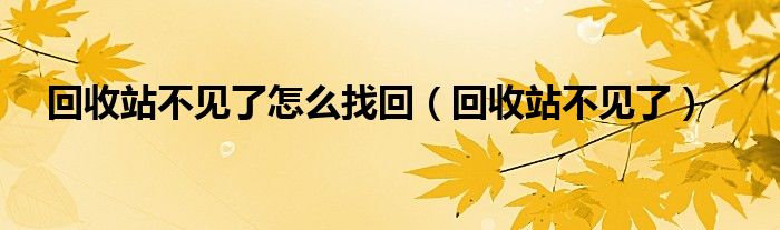 回收站不见了怎么找回【回收站不见了】