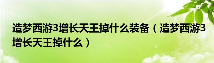 造梦西游3增长天王掉什么装备【造梦西游3增长天王掉什么】