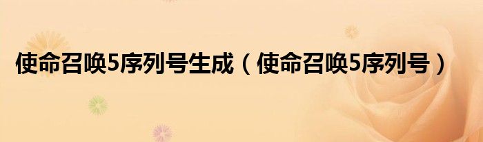 使命召唤5序列号生成【使命召唤5序列号】