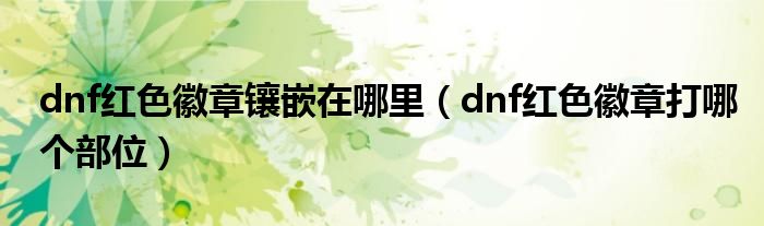 dnf红色徽章镶嵌在哪里【dnf红色徽章打哪个部位】