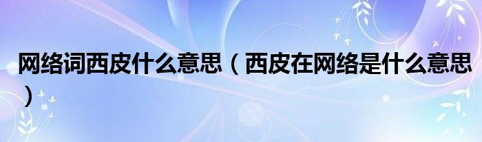 网络词西皮什么意思【西皮在网络是什么意思】