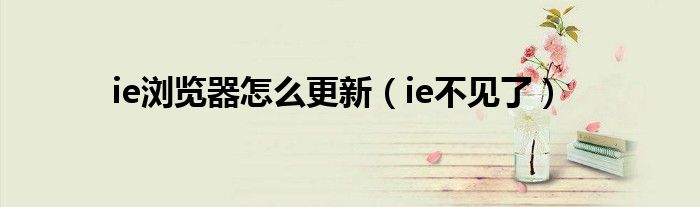 ie浏览器怎么更新【ie不见了】