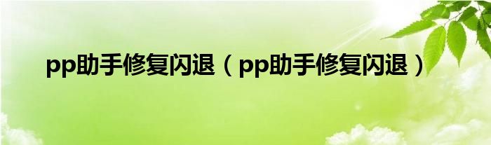 pp助手修复闪退【pp助手修复闪退】