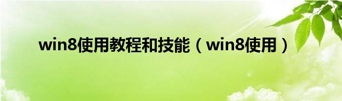 win8使用教程和技能【win8使用】