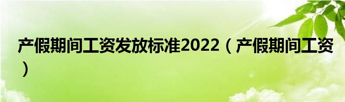 产假期间工资发放标准2022【产假期间工资】