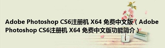 Adobe Photoshop CS6注册机 X64 免费中文版【Adobe Photoshop CS6注册机 X64 免费中文版功能简介】