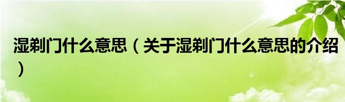 湿剃门什么意思【关于湿剃门什么意思的介绍】