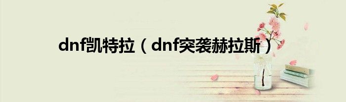 dnf凯特拉【dnf突袭赫拉斯】