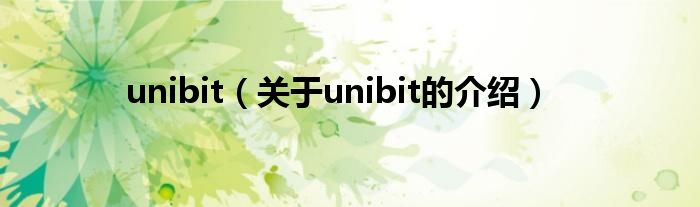 unibit【关于unibit的介绍】