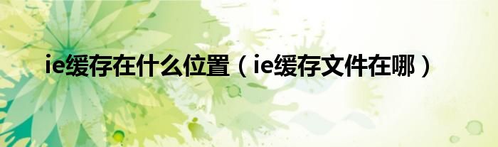 ie缓存在什么位置【ie缓存文件在哪】