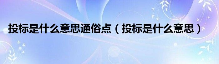 投标是什么意思通俗点【投标是什么意思】