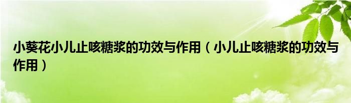 小葵花小儿止咳糖浆的功效与作用【小儿止咳糖浆的功效与作用】