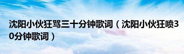 沈阳小伙狂骂三十分钟歌词【沈阳小伙狂喷30分钟歌词】