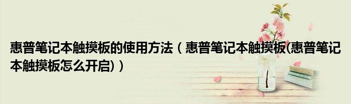 惠普笔记本触摸板的使用方法【惠普笔记本触摸板(惠普笔记本触摸板怎么开启)】