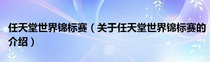 任天堂世界锦标赛【关于任天堂世界锦标赛的介绍】