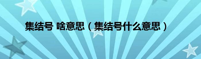 集结号 啥意思【集结号什么意思】