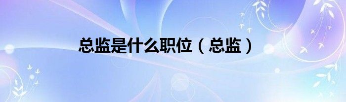 总监是什么职位【总监】