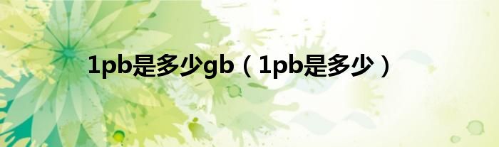 1pb是多少gb【1pb是多少】