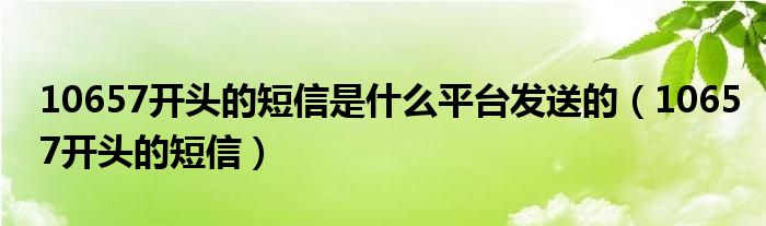 10657开头的短信是什么平台发送的【10657开头的短信】