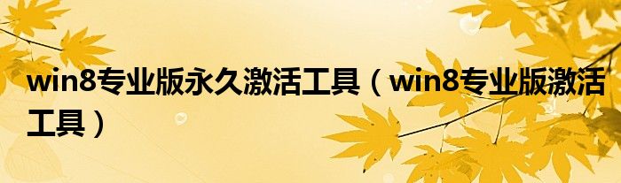 win8专业版永久激活工具【win8专业版激活工具】