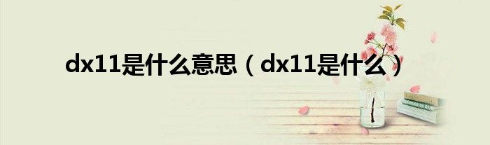 dx11是什么意思【dx11是什么】