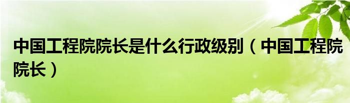 中国工程院院长是什么行政级别【中国工程院院长】