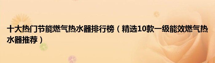 十大热门节能燃气热水器排行榜【精选10款一级能效燃气热水器推荐】