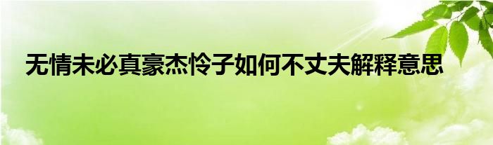 无情未必真豪杰怜子如何不丈夫解释意思