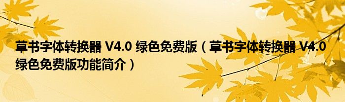 草书字体转换器 V4.0 绿色免费版【草书字体转换器 V4.0 绿色免费版功能简介】