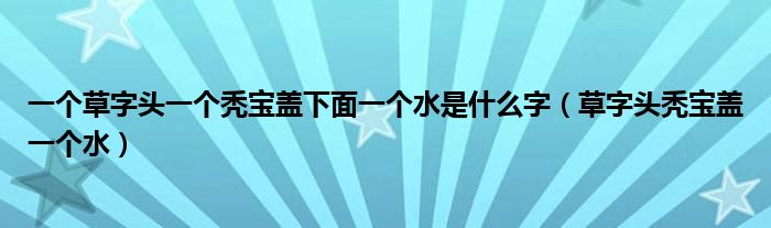 一个草字头一个秃宝盖下面一个水是什么字【草字头秃宝盖一个水】