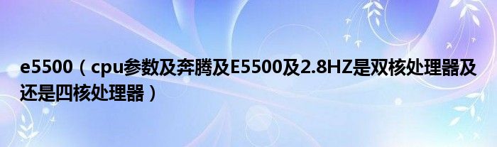 e5500【cpu参数及奔腾及E5500及2.8HZ是双核处理器及还是四核处理器】