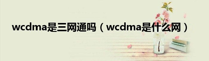 wcdma是三网通吗【wcdma是什么网】