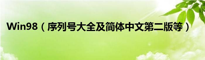 Win98【序列号大全及简体中文第二版等】