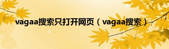 vagaa搜索只打开网页【vagaa搜索】