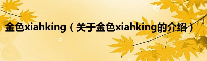 金色xiahking【关于金色xiahking的介绍】