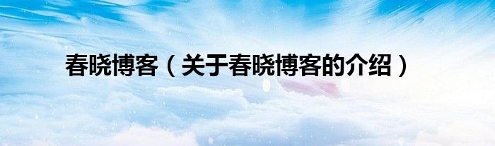 春晓博客【关于春晓博客的介绍】